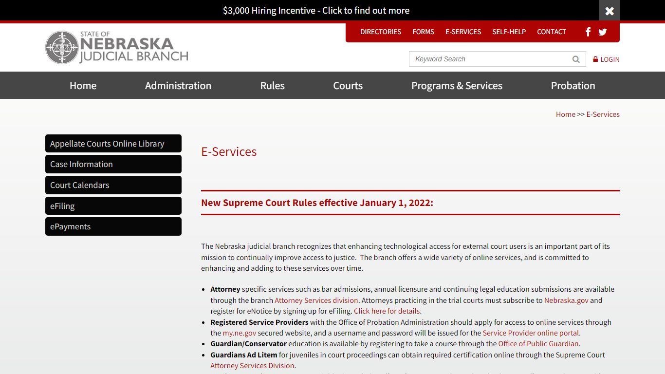 E-Services | Nebraska Judicial Branch